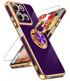 LeYi for Moto G 5G 2026 Case: with 1 Pack Tempered Glass Screen Protector and Rotatable Ring Holder Magnetic Kickstand, Plating Rose Gold Edge Case