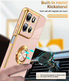 LeYi for Moto G Play 2026 Case: with 1 Pack Tempered Glass Screen Protector and Rotatable Ring Holder Magnetic Kickstand, Plating Rose Gold Edge Case