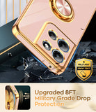 LeYi for Moto G Play 2026 Case: with 1 Pack Tempered Glass Screen Protector and Rotatable Ring Holder Magnetic Kickstand, Plating Rose Gold Edge Case