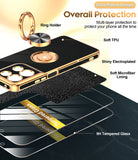 LeYi for Moto G 5G 2025 Case: with 2 Pack Tempered Glass Screen Protector and Rotatable Ring Holder Magnetic Kickstand, Plating Rose Gold Edge Case