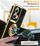 LeYi for Moto Edge 5G 2024 Case: Rotatable Ring Holder Magnetic Kickstand, Plating Rose Gold Edge Case