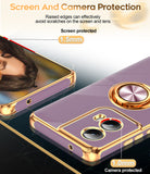 LeYi for Moto Edge 5G 2024 Case: Rotatable Ring Holder Magnetic Kickstand, Plating Rose Gold Edge Case