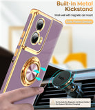 LeYi for Moto Edge 5G 2024 Case: Rotatable Ring Holder Magnetic Kickstand, Plating Rose Gold Edge Case