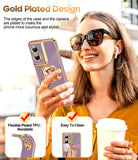 LeYi for Moto Edge 5G 2024 Case: Rotatable Ring Holder Magnetic Kickstand, Plating Rose Gold Edge Case