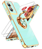 LeYi for Moto G Play 4G 2024 Case: with 2 Pack Tempered Glass Screen Protector and Rotatable Ring Holder Magnetic Kickstand, Plating Rose Gold Edge Case