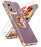 LeYi for Moto G Play 4G 2024 Case: with 2 Pack Tempered Glass Screen Protector and Rotatable Ring Holder Magnetic Kickstand, Plating Rose Gold Edge Case