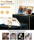 LeYi for Moto G Play 2024 Case: with 1 Pack Tempered Glass Screen Protector and Rotatable Ring Holder Magnetic Kickstand, Plating Rose Gold Edge Case