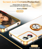 LeYi for Moto G Play 2024 Case: with 1 Pack Tempered Glass Screen Protector and Rotatable Ring Holder Magnetic Kickstand, Plating Rose Gold Edge Case