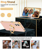 LeYi for Moto G Play 4G 2024 Case: with 2 Pack Tempered Glass Screen Protector and Rotatable Ring Holder Magnetic Kickstand, Plating Rose Gold Edge Case