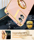 LeYi for Moto G Play 4G 2024 Case: with 2 Pack Tempered Glass Screen Protector and Rotatable Ring Holder Magnetic Kickstand, Plating Rose Gold Edge Case