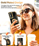 LeYi for Moto G Play 4G 2024 Case: with 2 Pack Tempered Glass Screen Protector and Rotatable Ring Holder Magnetic Kickstand, Plating Rose Gold Edge Case