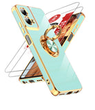 LeYi for Moto G 5G 2024 Case: with 2 Pack Tempered Glass Screen Protector and Rotatable Ring Holder Magnetic Kickstand, Plating Rose Gold Edge Case