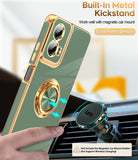 LeYi for Moto G 5G 2024 Case: with 2 Pack Tempered Glass Screen Protector and Rotatable Ring Holder Magnetic Kickstand, Plating Rose Gold Edge Case