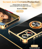 LeYi for Moto G 5G 2024 Case: with 2 Pack Tempered Glass Screen Protector and Rotatable Ring Holder Magnetic Kickstand, Plating Rose Gold Edge Case