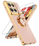 LeYi for Moto G Stylus 5G 2025 Case: with 1 Pack Tempered Glass Screen Protector and Rotatable Ring Holder Magnetic Kickstand, Plating Rose Gold Edge Case