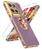 LeYi for Moto G Stylus 5G 2025 Case: with 1 Pack Tempered Glass Screen Protector and Rotatable Ring Holder Magnetic Kickstand, Plating Rose Gold Edge Case