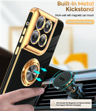 LeYi for Moto G Stylus 5G 2025 Case: with 1 Pack Tempered Glass Screen Protector and Rotatable Ring Holder Magnetic Kickstand, Plating Rose Gold Edge Case