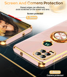 LeYi for Moto G Stylus 5G 2021 Case: with 2 Pack Tempered Glass Screen Protector and Rotatable Ring Holder Magnetic Kickstand, Plating Rose Gold Edge Case