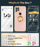 LeYi for Moto G Stylus 5G 2021 Case: with 2 Pack Tempered Glass Screen Protector and Rotatable Ring Holder Magnetic Kickstand, Plating Rose Gold Edge Case
