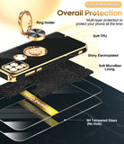 LeYi for Moto G Stylus 5G 2021 Case: with 2 Pack Tempered Glass Screen Protector and Rotatable Ring Holder Magnetic Kickstand, Plating Rose Gold Edge Case