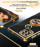 LeYi for Moto G Stylus 5G 2021 Case: with 2 Pack Tempered Glass Screen Protector and Rotatable Ring Holder Magnetic Kickstand, Plating Rose Gold Edge Case