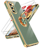 LeYi for Moto G Stylus 5G 2022 Case: with 2 Pack Tempered Glass Screen Protector and Rotatable Ring Holder Magnetic Kickstand, Plating Rose Gold Edge Case