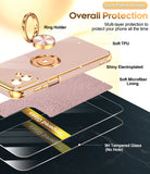 LeYi for Moto G Stylus 5G 2023 Case: with 2 Pack Tempered Glass Screen Protector and Rotatable Ring Holder Magnetic Kickstand, Plating Rose Gold Edge Case