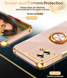 LeYi for Moto G Stylus 5G 2023 Case: with 2 Pack Tempered Glass Screen Protector and Rotatable Ring Holder Magnetic Kickstand, Plating Rose Gold Edge Case