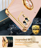 LeYi for Moto G Stylus 5G 2023 Case: with 2 Pack Tempered Glass Screen Protector and Rotatable Ring Holder Magnetic Kickstand, Plating Rose Gold Edge Case