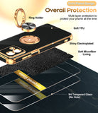 LeYi for Moto G Stylus 5G 2023 Case: with 2 Pack Tempered Glass Screen Protector and Rotatable Ring Holder Magnetic Kickstand, Plating Rose Gold Edge Case