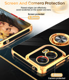 LeYi for Moto G Stylus 5G 2024 Case: with 2 Pack Tempered Glass Screen Protector and Rotatable Ring Holder Magnetic Kickstand, Plating Rose Gold Edge Case