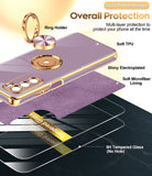 LeYi for Moto G Stylus 5G 2022 Case: with 2 Pack Tempered Glass Screen Protector and Rotatable Ring Holder Magnetic Kickstand, Plating Rose Gold Edge Case