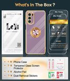 LeYi for Moto G Stylus 5G 2022 Case: with 2 Pack Tempered Glass Screen Protector and Rotatable Ring Holder Magnetic Kickstand, Plating Rose Gold Edge Case
