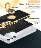 LeYi for Samsung Galaxy A05s 4G Case: with Rotatable Ring Holder Magnetic Kickstand, Plating Rose Gold Edge Case
