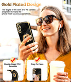 LeYi for Samsung Galaxy A05s 4G Case: with Rotatable Ring Holder Magnetic Kickstand, Plating Rose Gold Edge Case