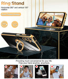 LeYi for Samsung Galaxy A14 5G Case: with 2 Pack Tempered Glass Screen Protector and Rotatable Ring Holder Magnetic Kickstand, Plating Rose Gold Edge Case