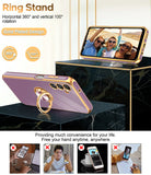 LeYi for Samsung Galaxy A14 5G Case: with 2 Pack Tempered Glass Screen Protector and Rotatable Ring Holder Magnetic Kickstand, Plating Rose Gold Edge Case