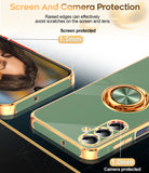 LeYi for Samsung Galaxy A16 5G Case: with 2 Pack Tempered Glass Screen Protector and Rotatable Ring Holder Magnetic Kickstand, Plating Rose Gold Edge Case