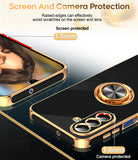 LeYi for Samsung Galaxy A17 5G Case: with 2 Pack Tempered Glass Screen Protector and Rotatable Ring Holder Magnetic Kickstand, Plating Rose Gold Edge Case
