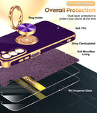 LeYi for Samsung Galaxy A17 5G Case: with 2 Pack Tempered Glass Screen Protector and Rotatable Ring Holder Magnetic Kickstand, Plating Rose Gold Edge Case