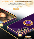 LeYi for Samsung Galaxy A17 5G Case: with 2 Pack Tempered Glass Screen Protector and Rotatable Ring Holder Magnetic Kickstand, Plating Rose Gold Edge Case