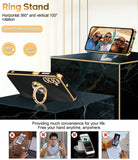 LeYi for Samsung Galaxy A25 5G Case: with 2 Pack Tempered Glass Screen Protector and Rotatable Ring Holder Magnetic Kickstand, Plating Rose Gold Edge Case