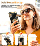 LeYi for Samsung Galaxy A32 5G Case: with 2 Pack Tempered Glass Screen Protector and Rotatable Ring Holder Magnetic Kickstand, Plating Rose Gold Edge Case