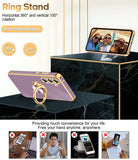 LeYi for Samsung Galaxy A35 5G Case: with 2 Pack Tempered Glass Screen Protector and Rotatable Ring Holder Magnetic Kickstand, Plating Rose Gold Edge Case