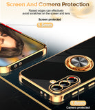 LeYi for Samsung Galaxy A37 5G Case: with 2 Pack Tempered Glass Screen Protector and Rotatable Ring Holder Magnetic Kickstand, Plating Rose Gold Edge Case