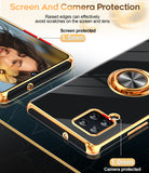 LeYi for Samsung Galaxy A42 5G Case: with 2 Pack Tempered Glass Screen Protector and Rotatable Ring Holder Magnetic Kickstand, Plating Rose Gold Edge Case