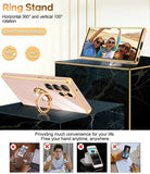 LeYi for Samsung Galaxy S23 Ultra Case: with Rotatable Ring Holder Magnetic Kickstand, Plating Rose Gold Edge Case