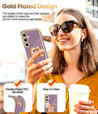 LeYi for Samsung Galaxy S24 FE 5G Case: with 2 Pack Tempered Glass Screen Protector and Rotatable Ring Holder Magnetic Kickstand, Plating Rose Gold Edge Case