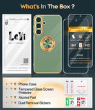 LeYi for Samsung Galaxy S25 FE 5G Case: with 2 Pack Tempered Glass Screen Protector and Rotatable Ring Holder Magnetic Kickstand, Plating Rose Gold Edge Case