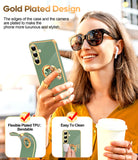 LeYi for Samsung Galaxy S25 FE 5G Case: with 2 Pack Tempered Glass Screen Protector and Rotatable Ring Holder Magnetic Kickstand, Plating Rose Gold Edge Case